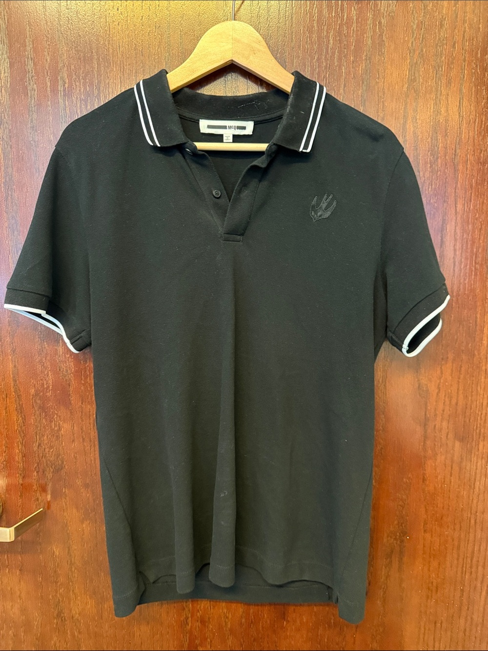 McQ by Alexander McQueen Black Polo with White Trim